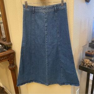 CHARTER CLUB Women Blue Denim Boho Maxi Skirt Size 2 Petite